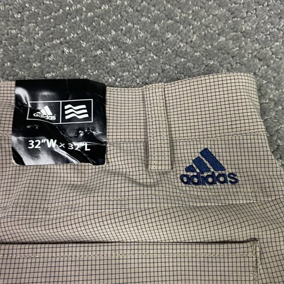 Adidas Golf Pants Men's 32 x 32 Tan Cream Plaid Check Climalite Teflon - Picture 7 of 15